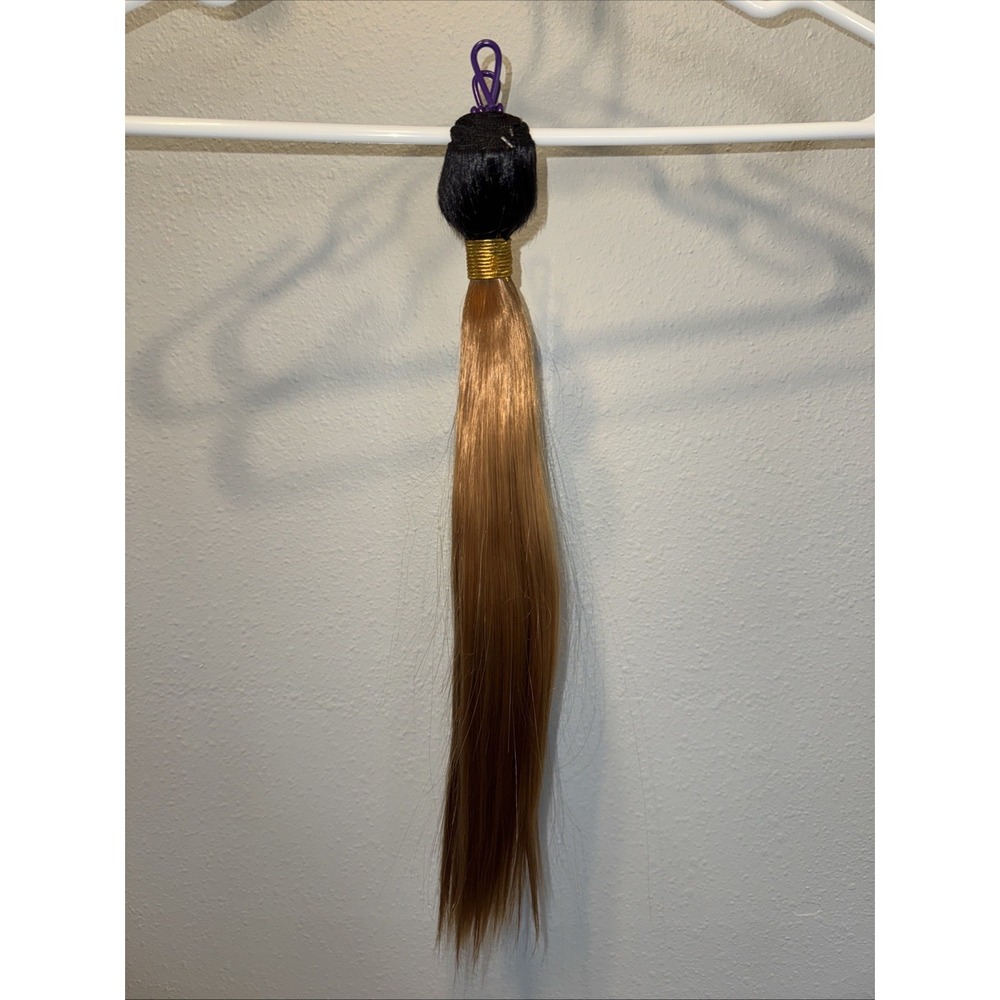 14" Straight Hair Extension Weft Black Root Honey Gold | MSRP = $18